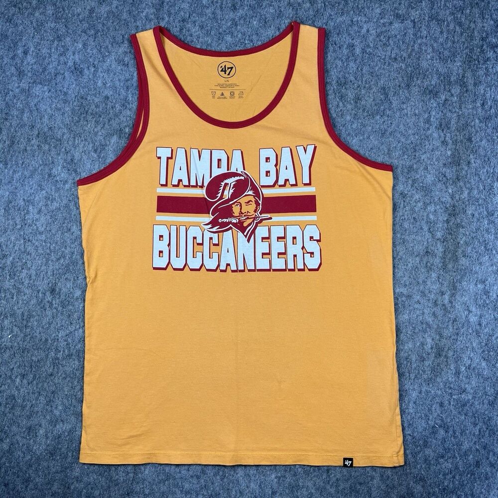 '47 Brand Men's Tampa Bay Buccaneers Tank Top NFL Throwback Orange Size Large